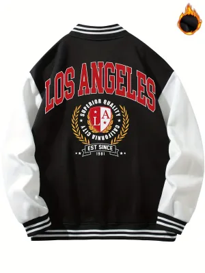 Los Angeles Print Men's Baseball Jacket |  Comfy Coat