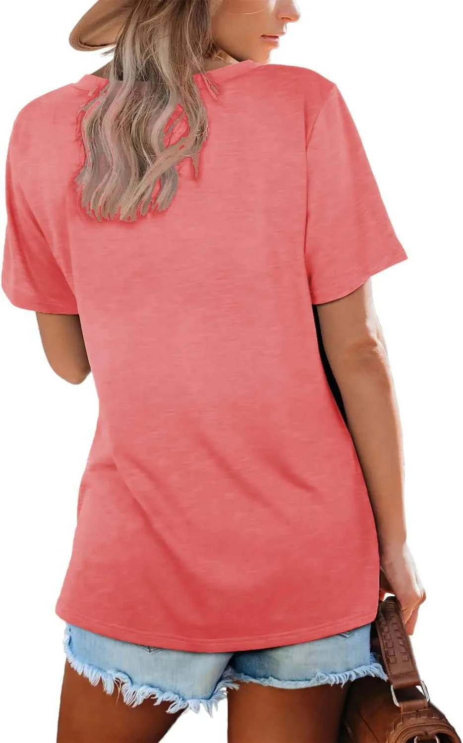 Lunivop Womens Tops Casual V Neck Short Sleeve Solid Color Basic T Shirt