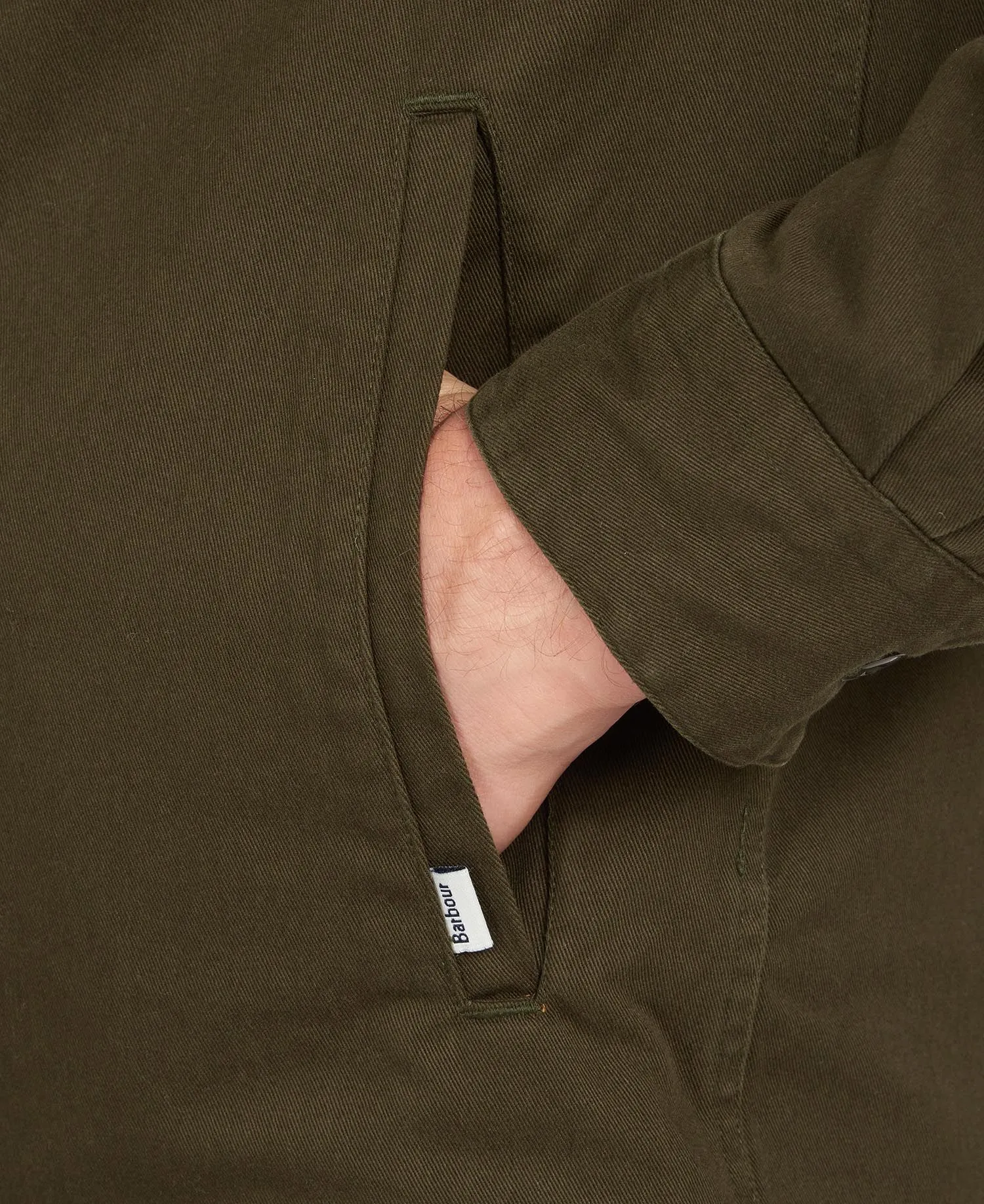 MENS BARBOUR ESSENTIAL TWILL OVERSHIRT - FOREST
