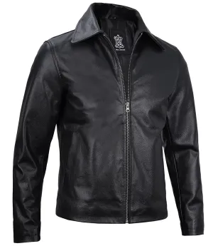 Men's Black Harrington Leather Cowhide Jacket - Classic Style, Premium Quality