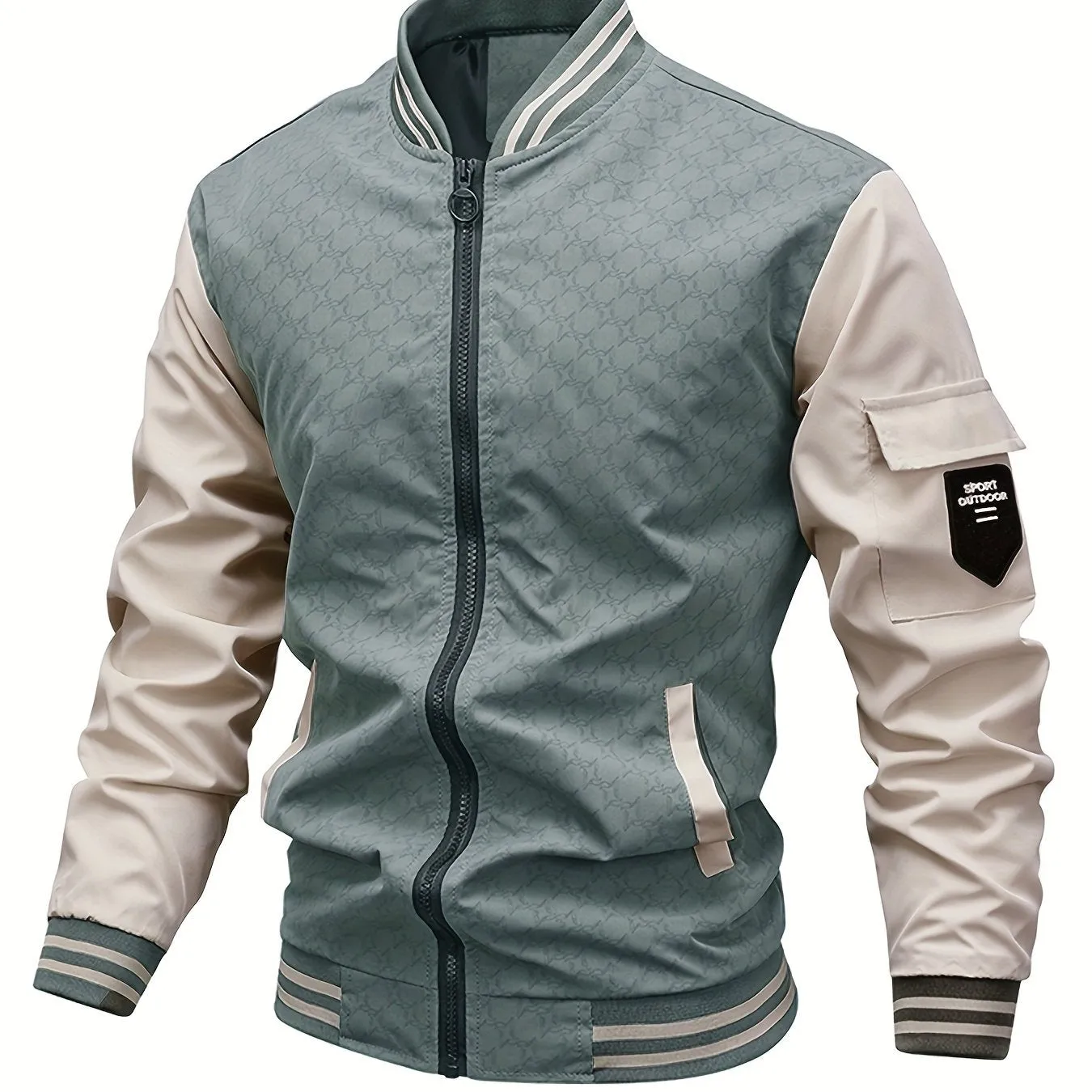 Men's Color Block Multi Pocket Bomber Jacket | Trend Coat