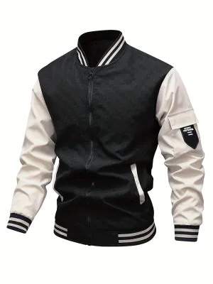 Men's Color Block Multi Pocket Bomber Jacket | Trend Coat