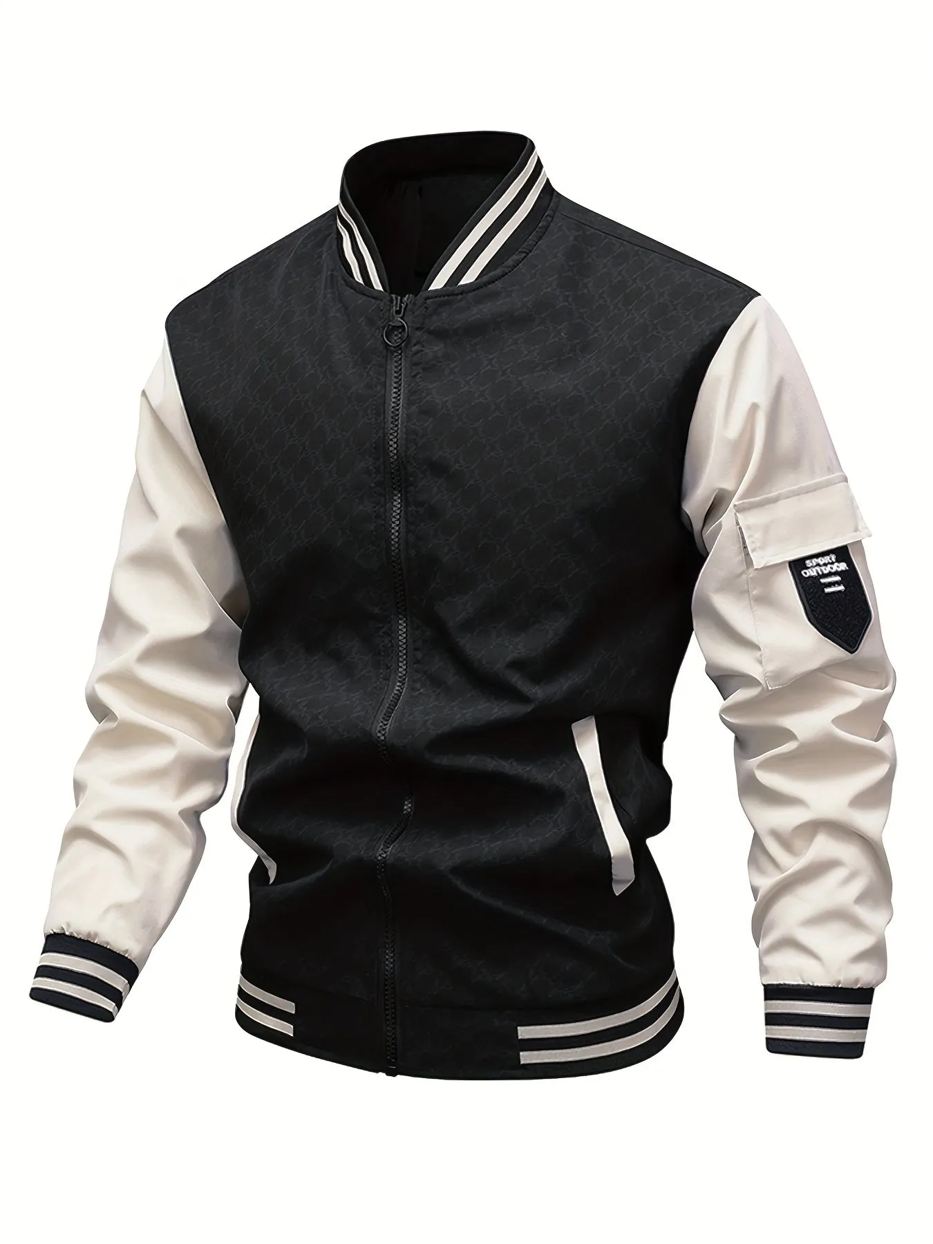 Men's Color Block Multi Pocket Bomber Jacket | Trend Coat