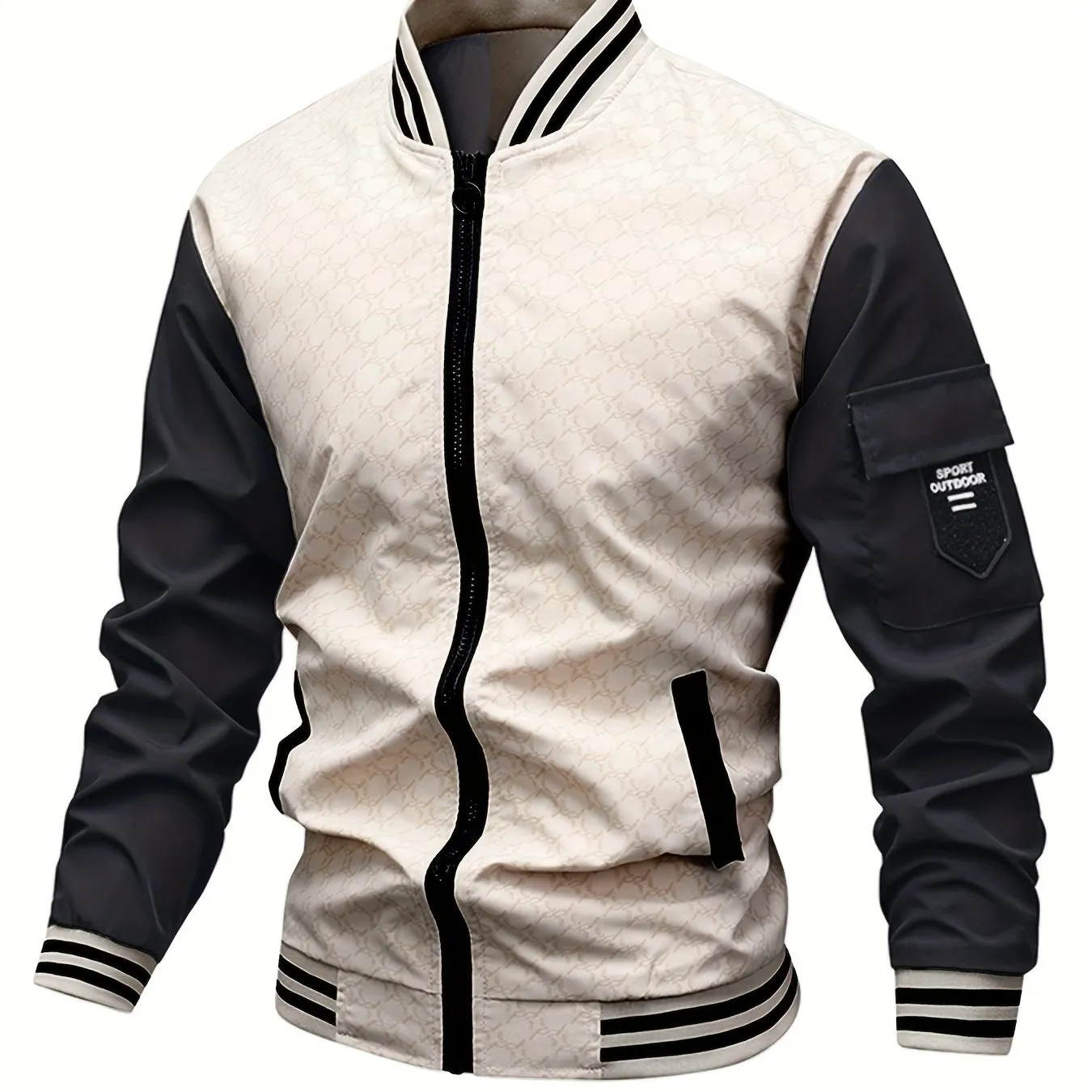 Men's Color Block Multi Pocket Bomber Jacket | Trend Coat