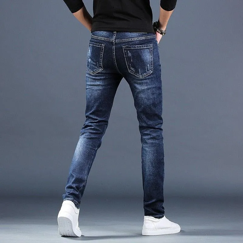 Men's Embroidered Pencil Jeans