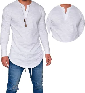 Mens Hipster Hip Hop Longline Crewneck T-Shirt