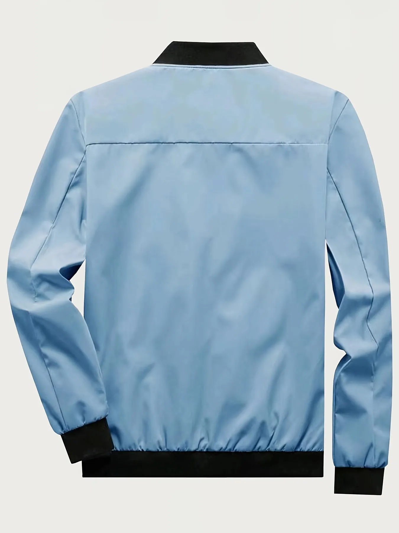 Men's Solid Sports Jacket With Zipper Pockets | Casual Baseball Coat