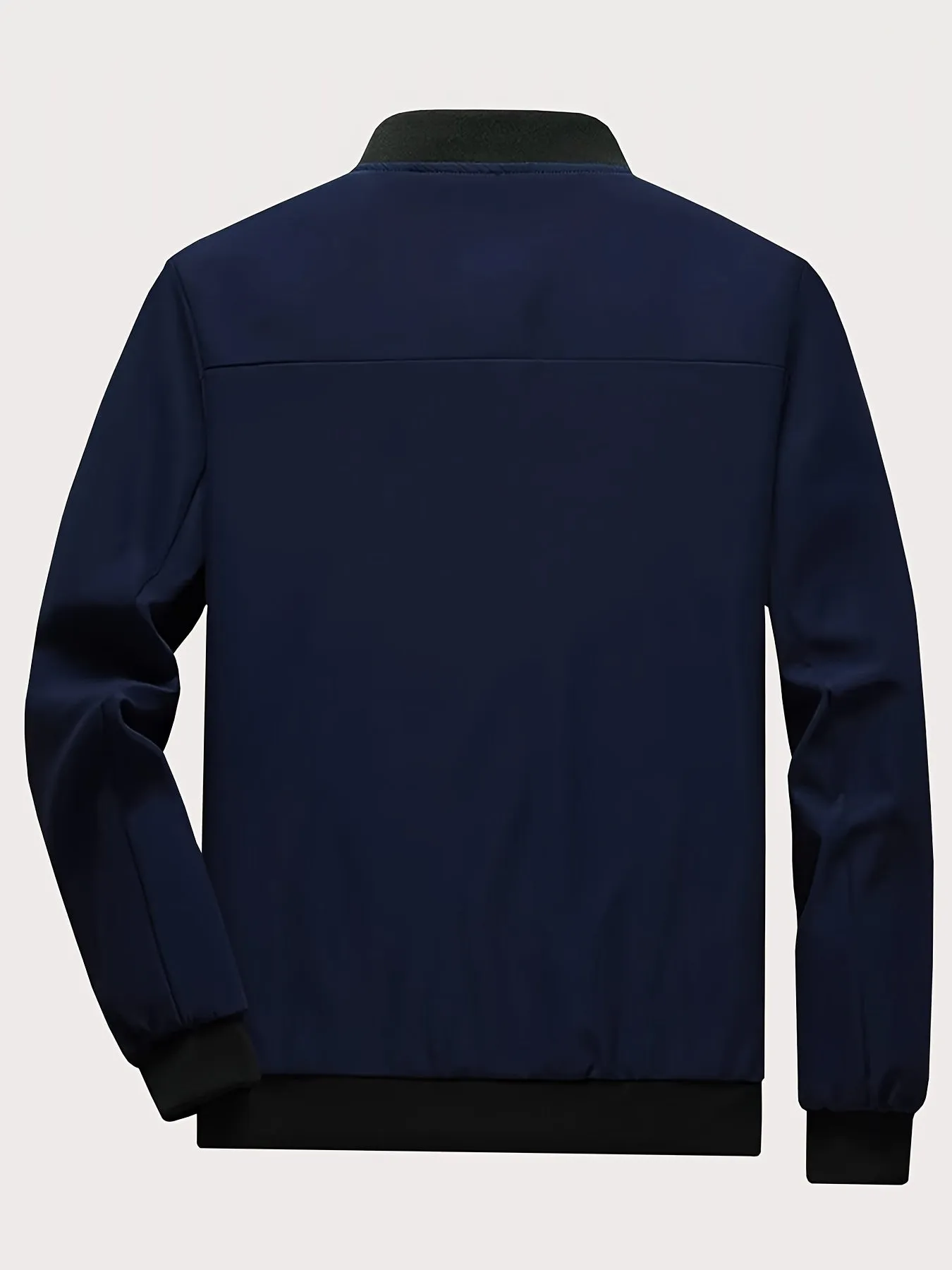 Men's Solid Sports Jacket With Zipper Pockets | Casual Baseball Coat