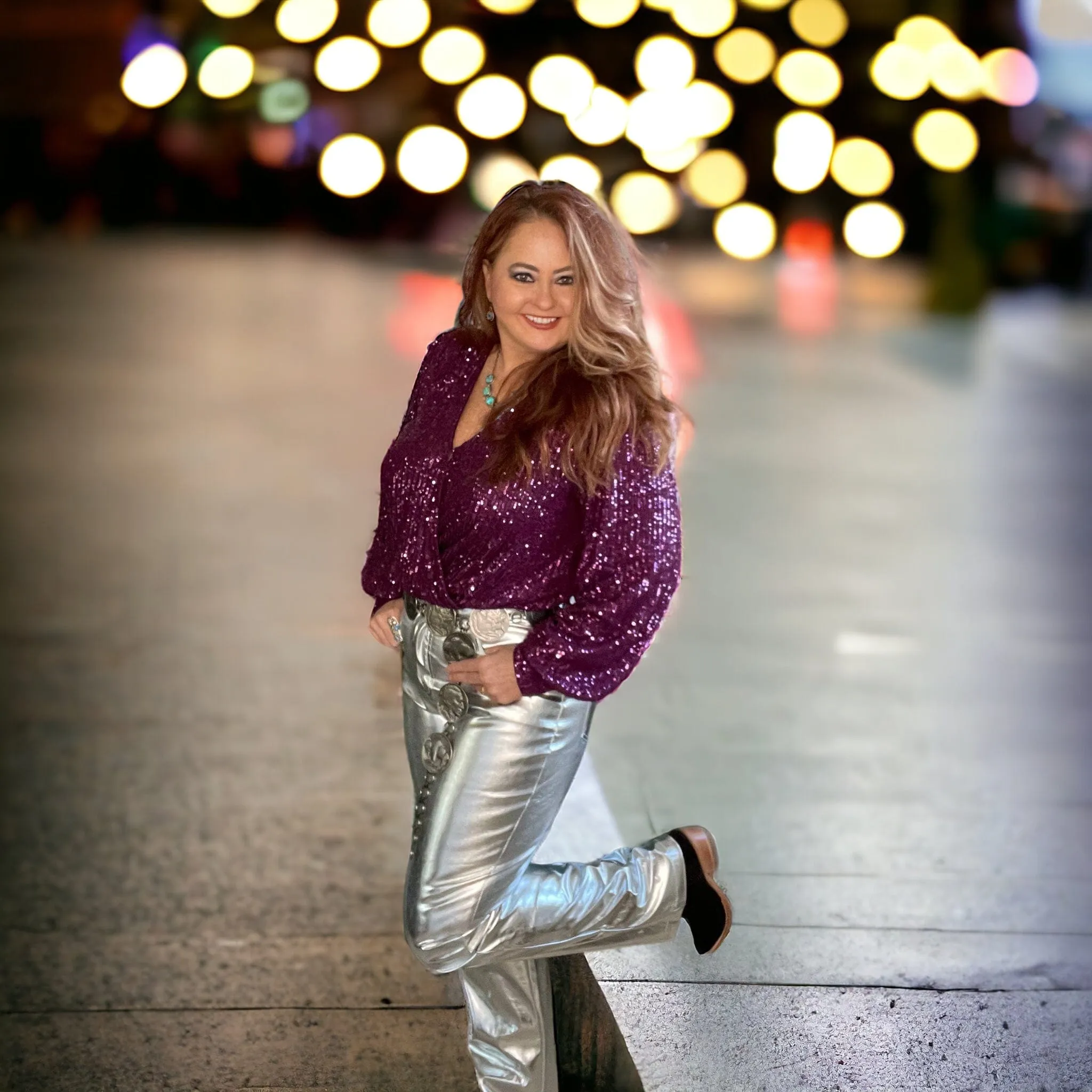 Metallic High Waist Pants