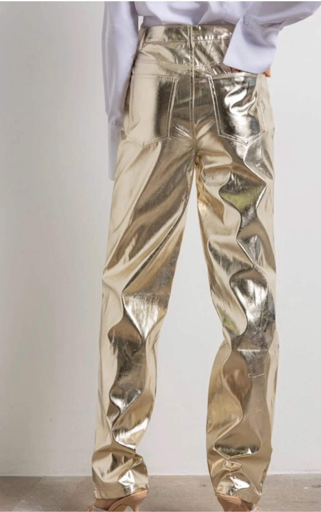 Metallic High Waist Pants