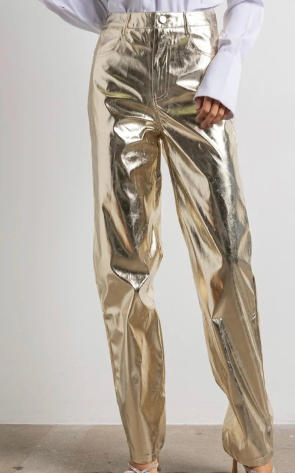 Metallic High Waist Pants