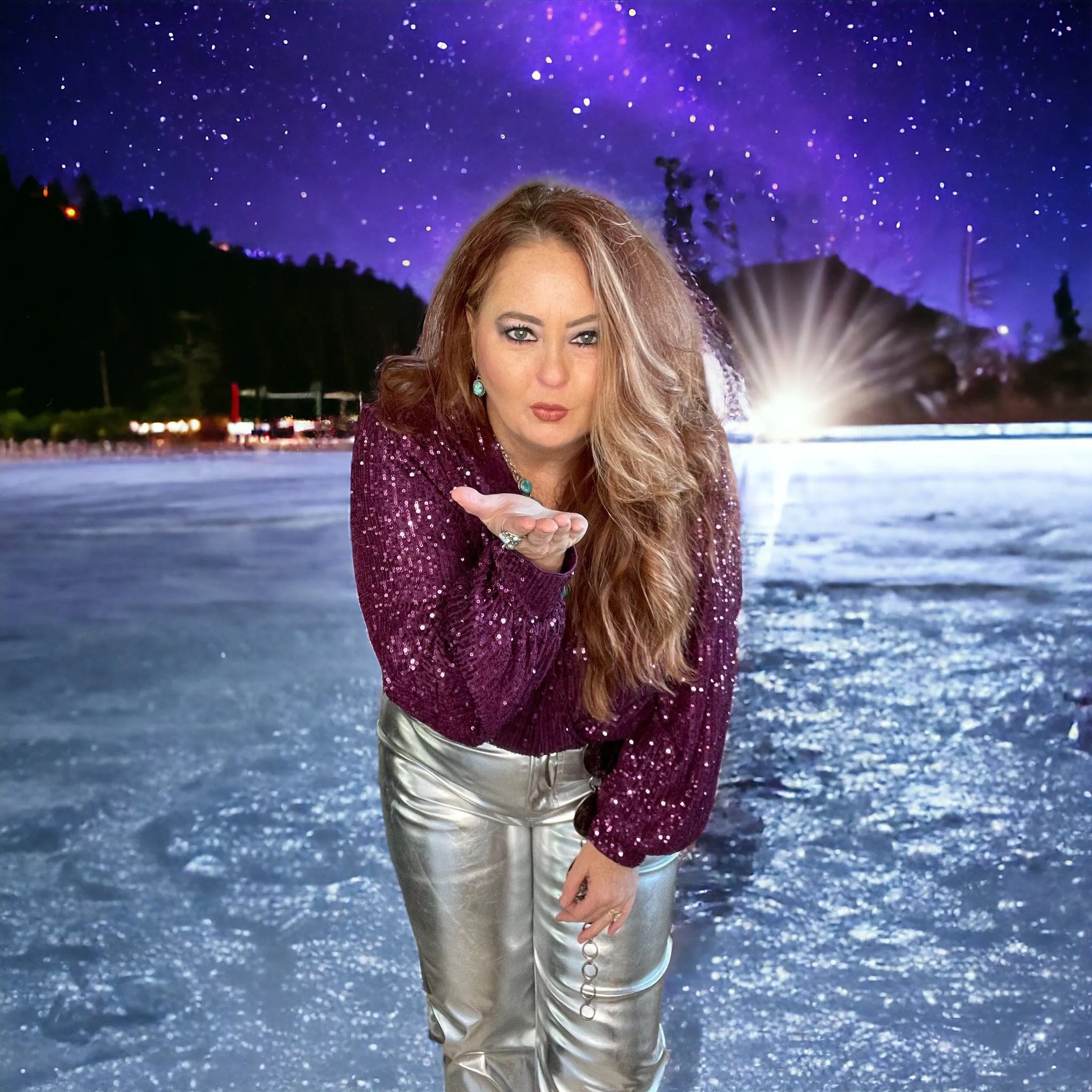 Metallic High Waist Pants