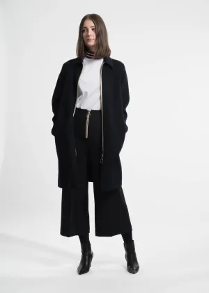 Navy Cashmere Wool Blend Maelis Coat