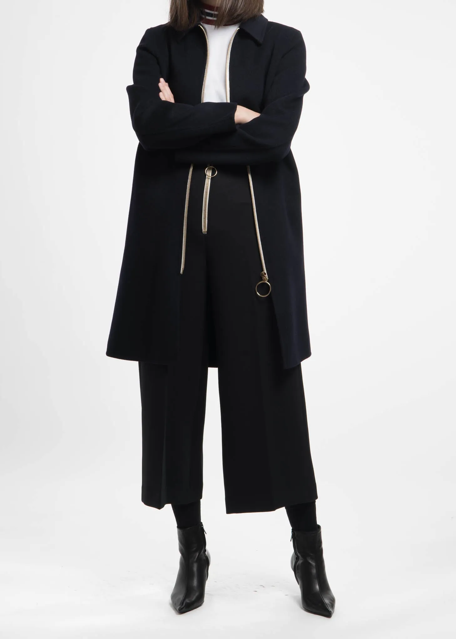 Navy Cashmere Wool Blend Maelis Coat
