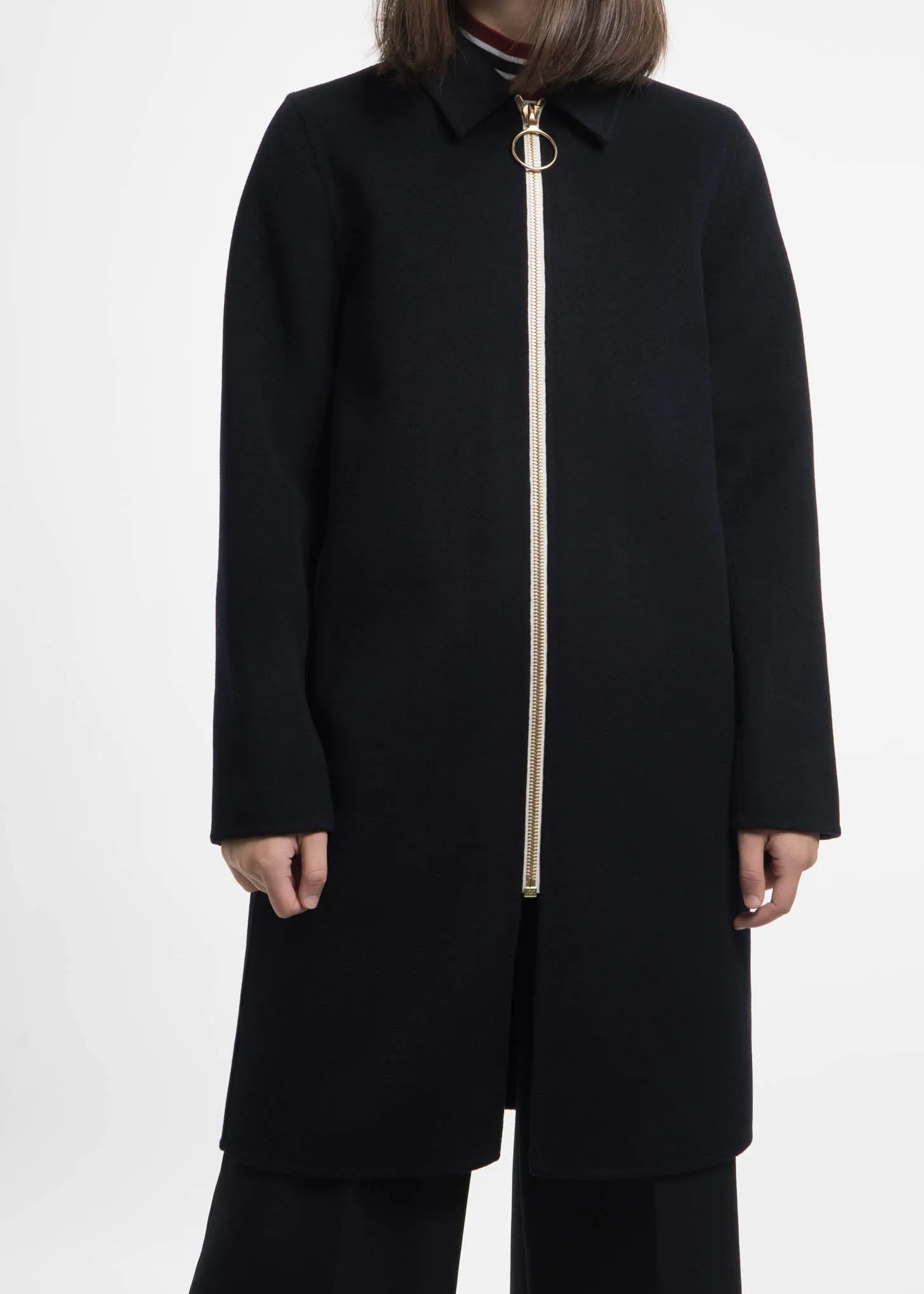 Navy Cashmere Wool Blend Maelis Coat
