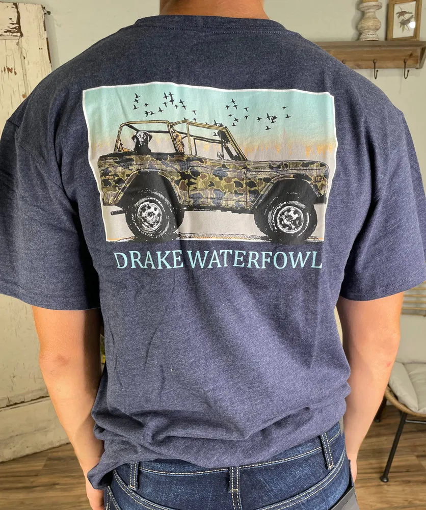 Old School Ride Along T in Night Sky Heather by Drake