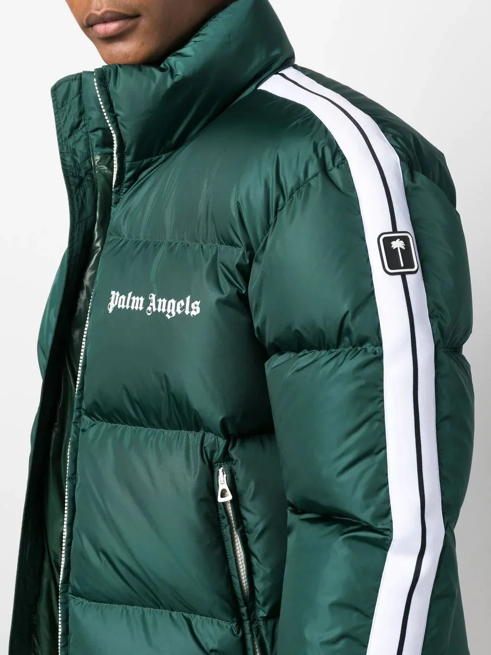 PALM ANGELS Classic Track Down Jacket Green/White