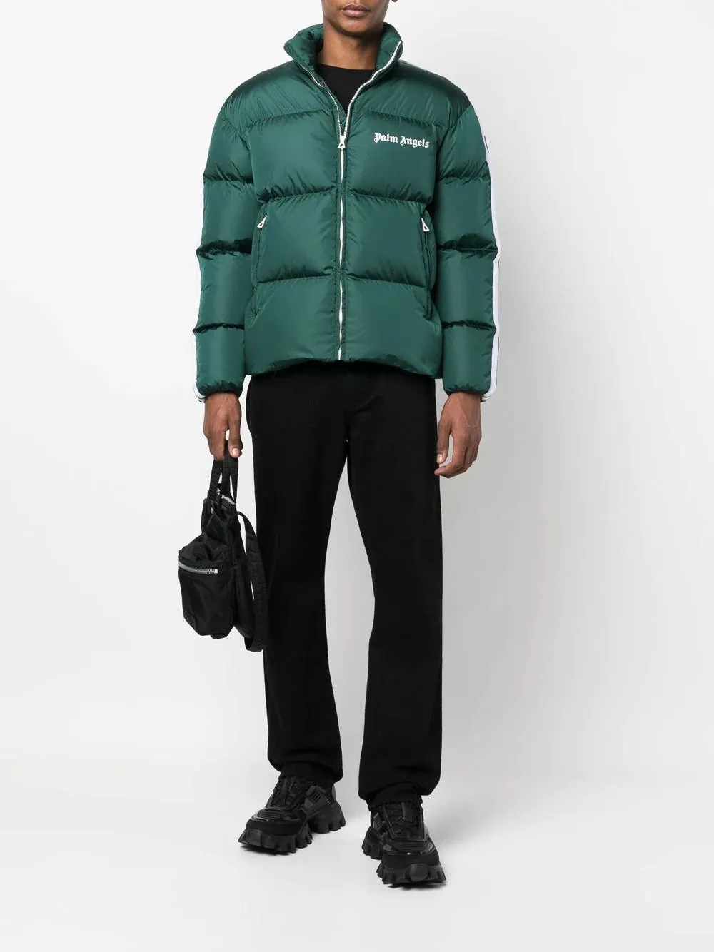PALM ANGELS Classic Track Down Jacket Green/White