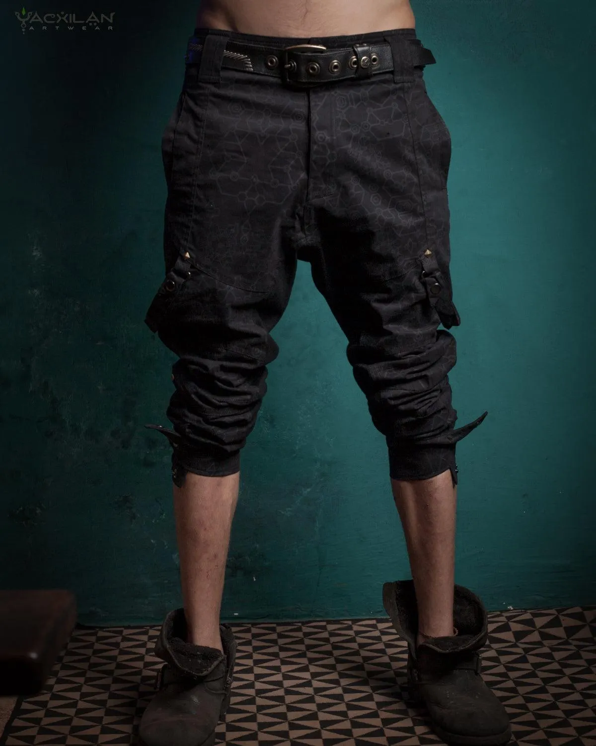 Pants Men Pirate / Cotton Screenprint - Black SHAMANKA