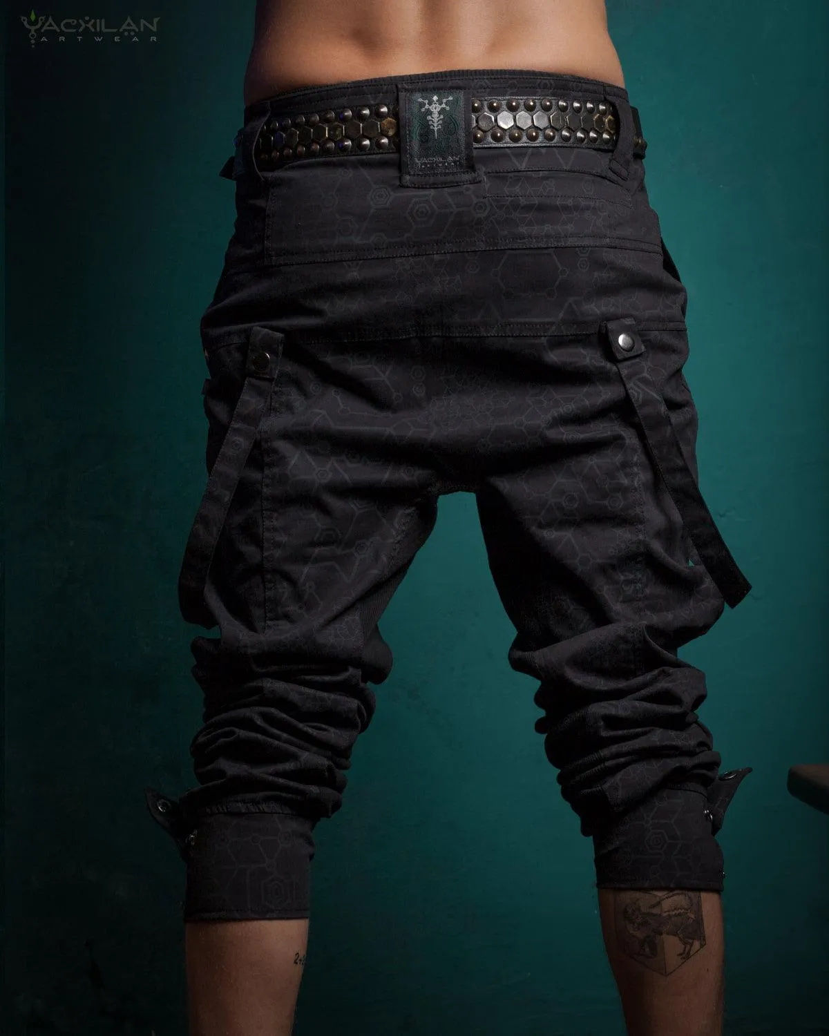 Pants Men Pirate / Cotton Screenprint - Black SHAMANKA