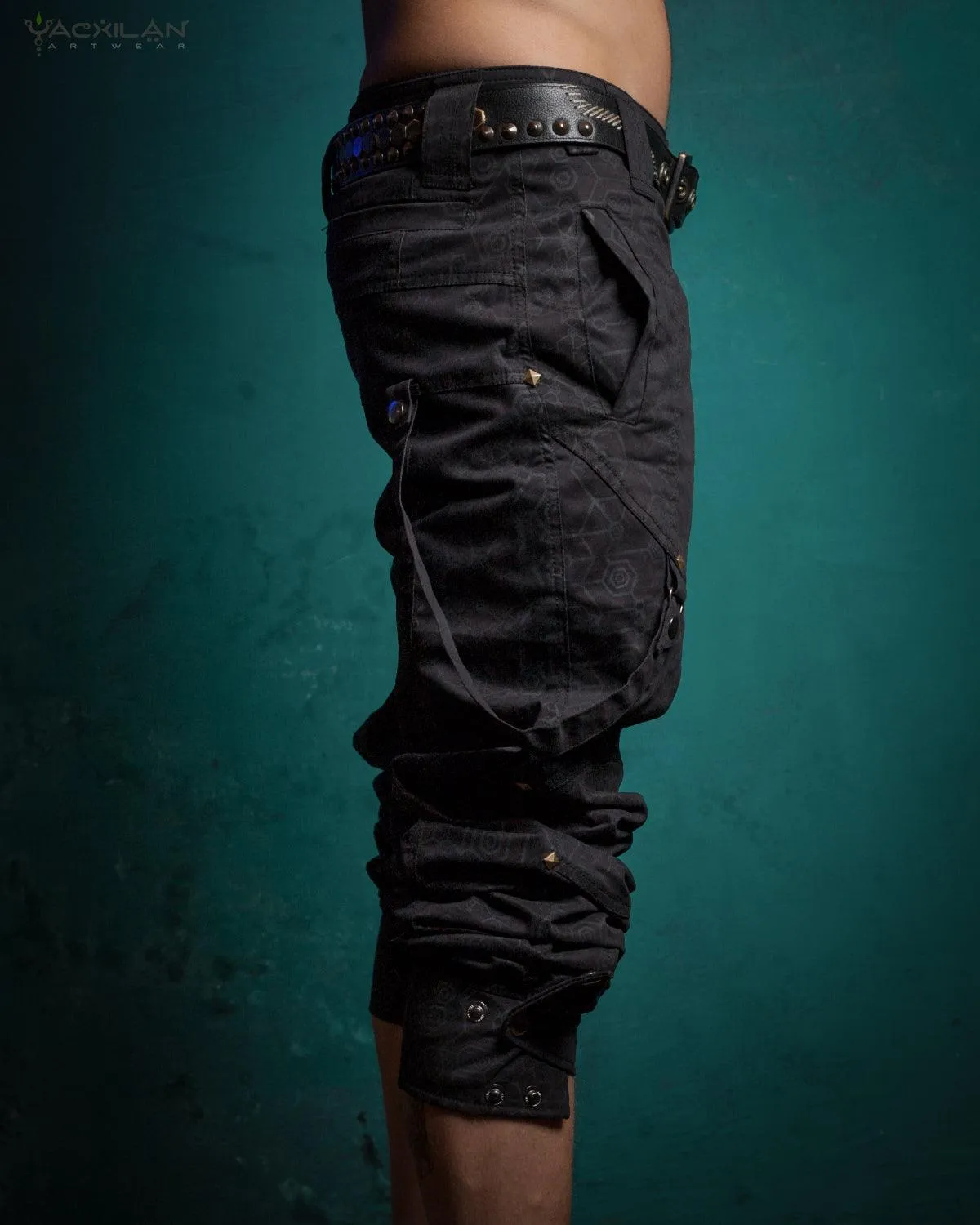Pants Men Pirate / Cotton Screenprint - Black SHAMANKA