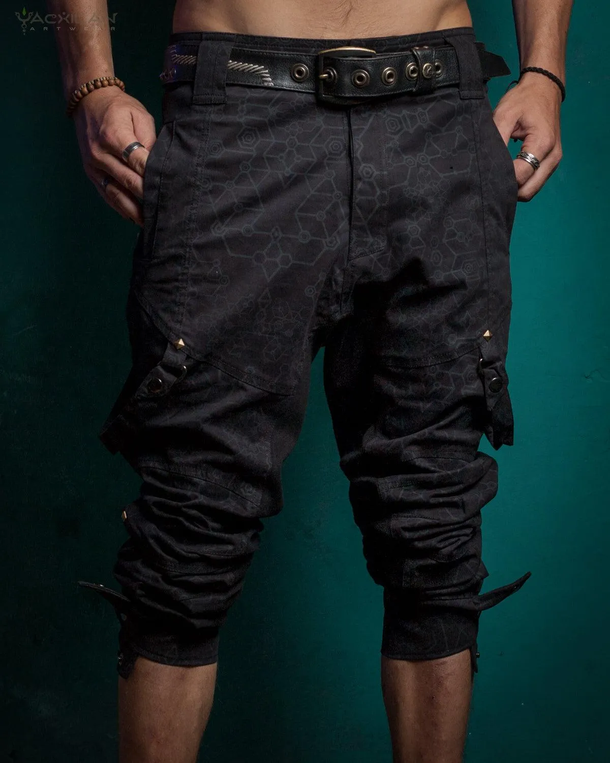 Pants Men Pirate / Cotton Screenprint - Black SHAMANKA