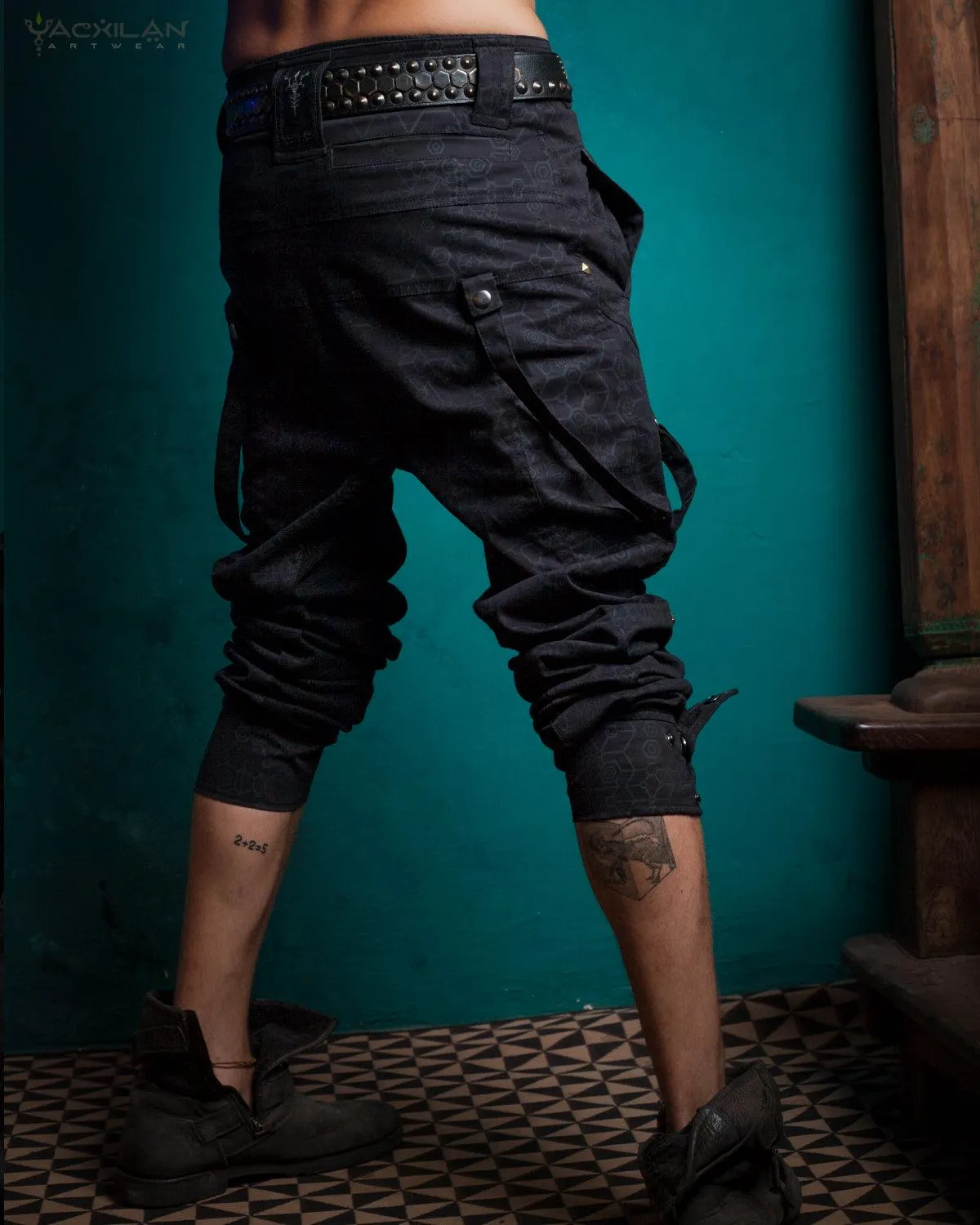 Pants Men Pirate / Cotton Screenprint - Black SHAMANKA