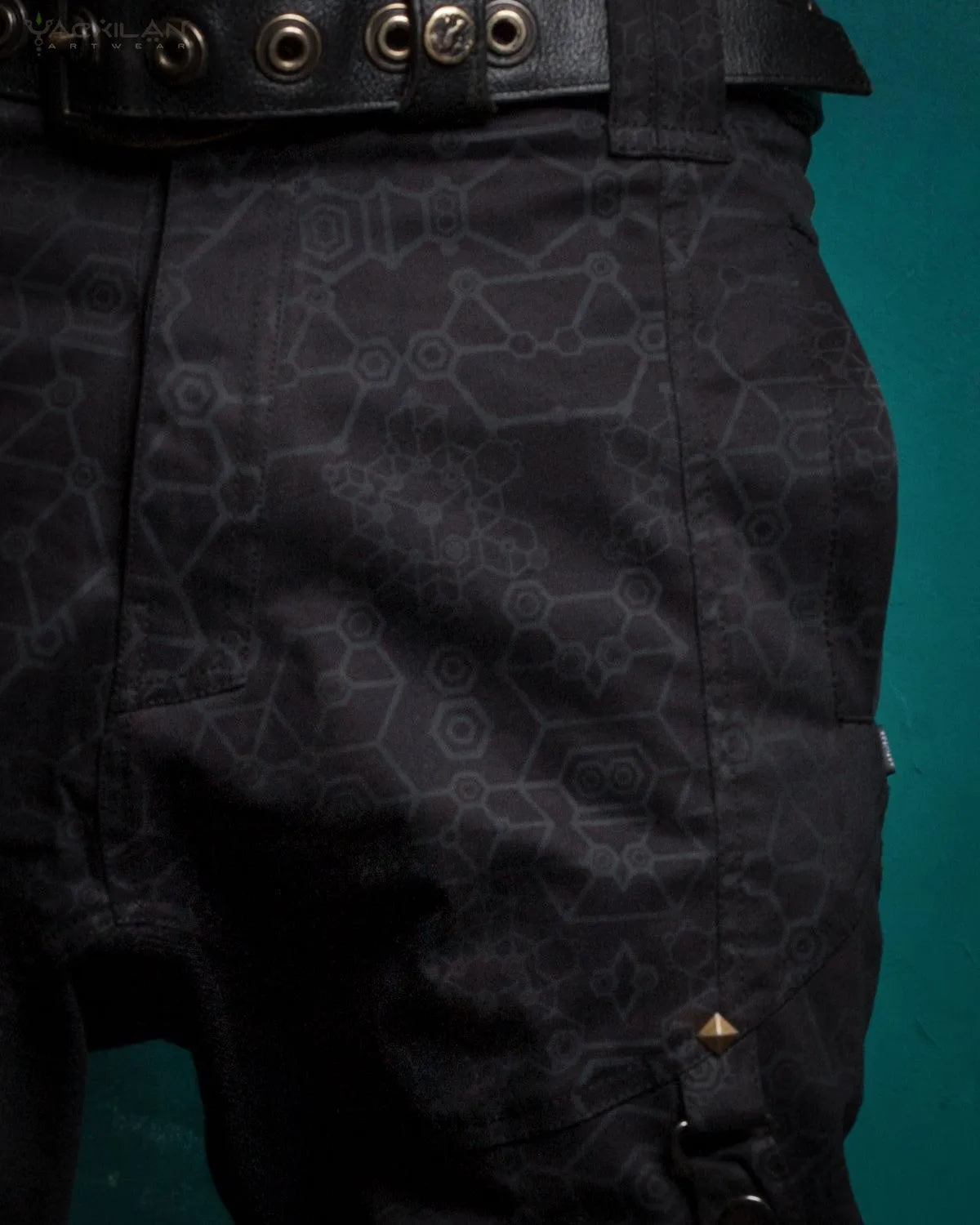 Pants Men Pirate / Cotton Screenprint - Black SHAMANKA