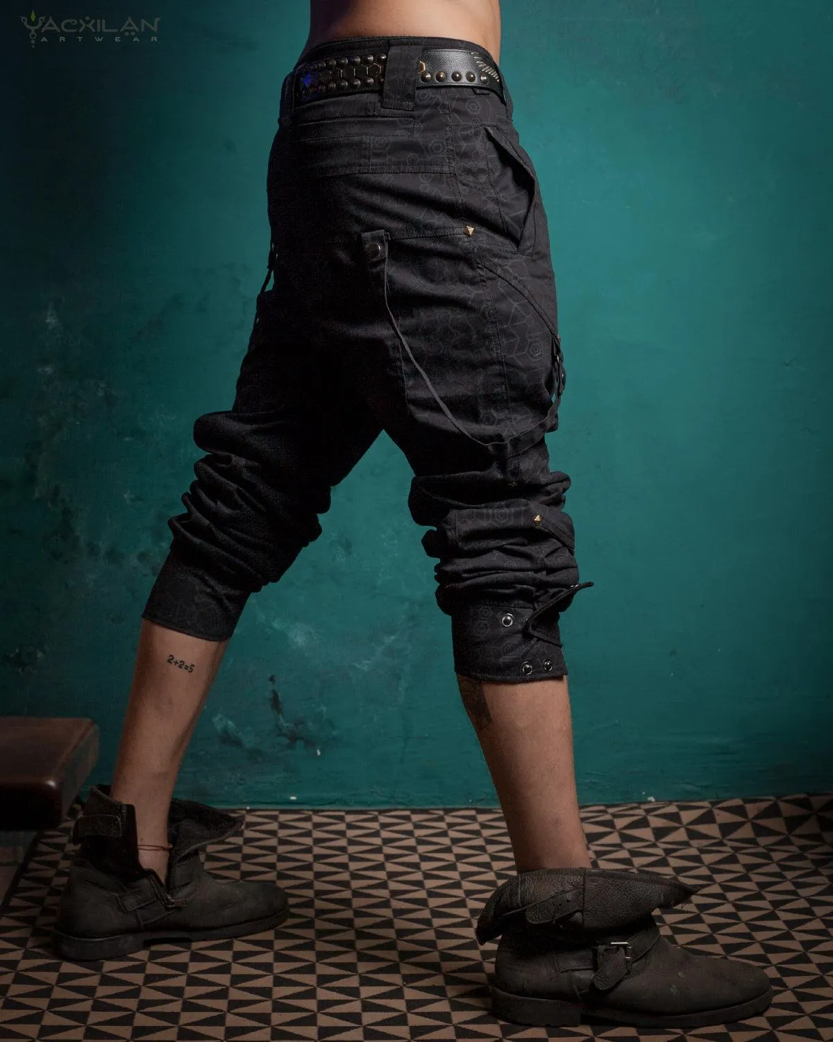 Pants Men Pirate / Cotton Screenprint - Black SHAMANKA