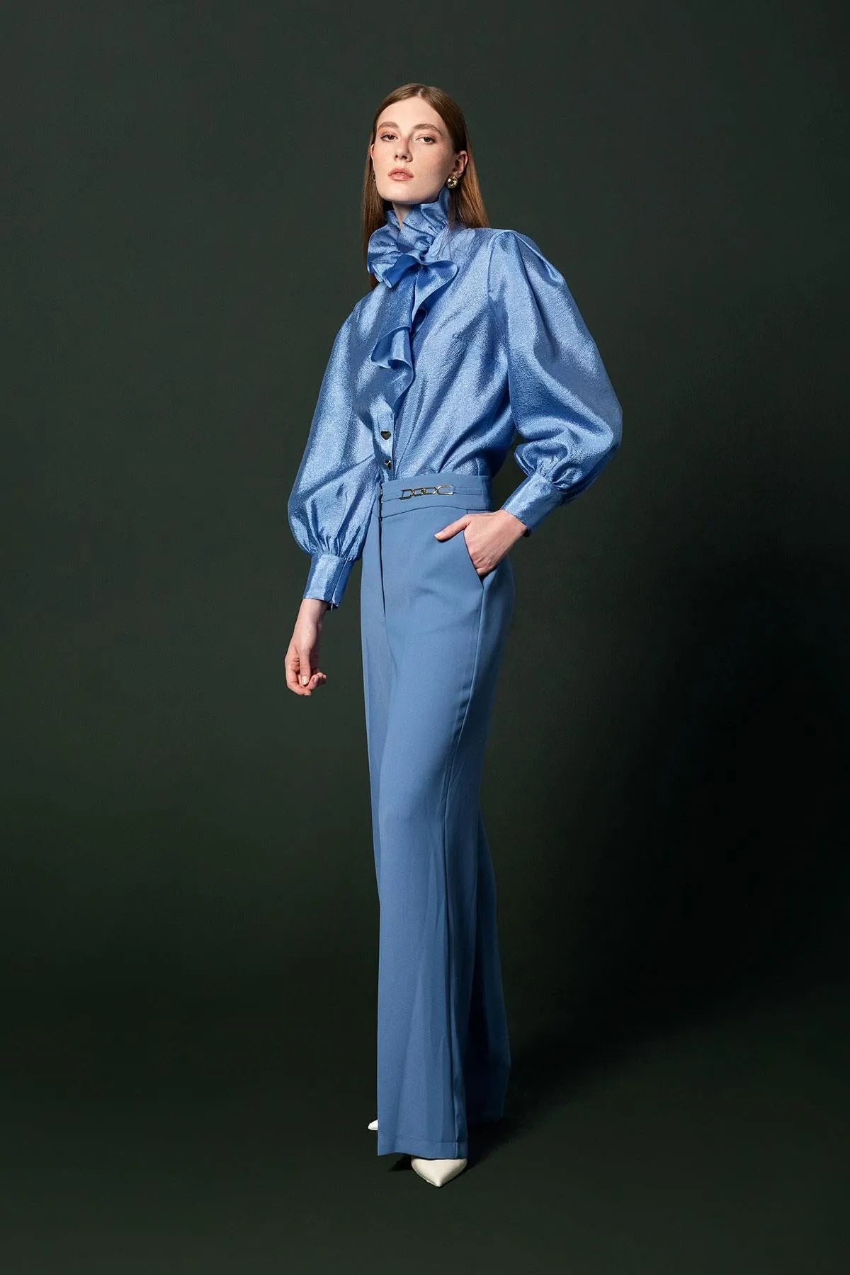 Pants with Chain Accessories Blue