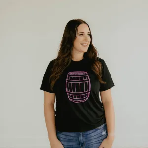 Pink Barrel Short Sleeve Unisex T-Shirt in Black