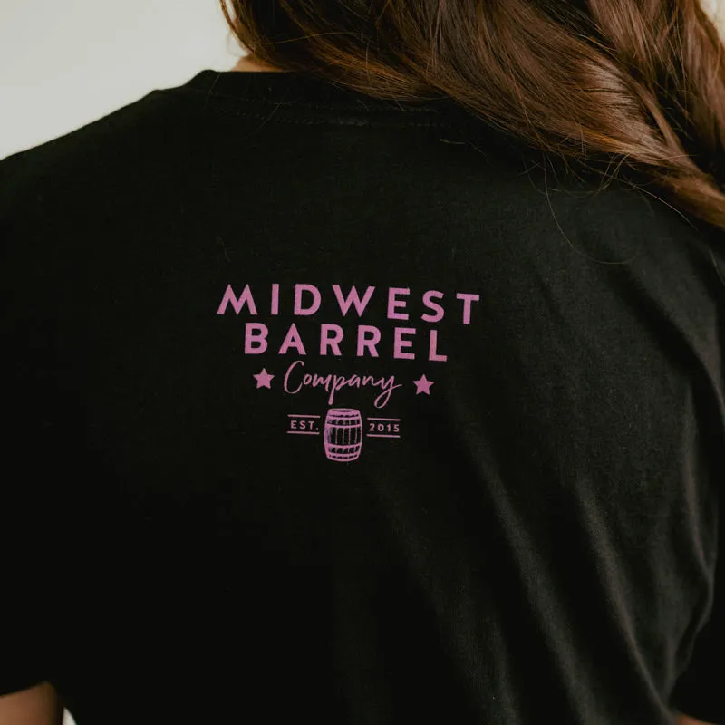 Pink Barrel Short Sleeve Unisex T-Shirt in Black
