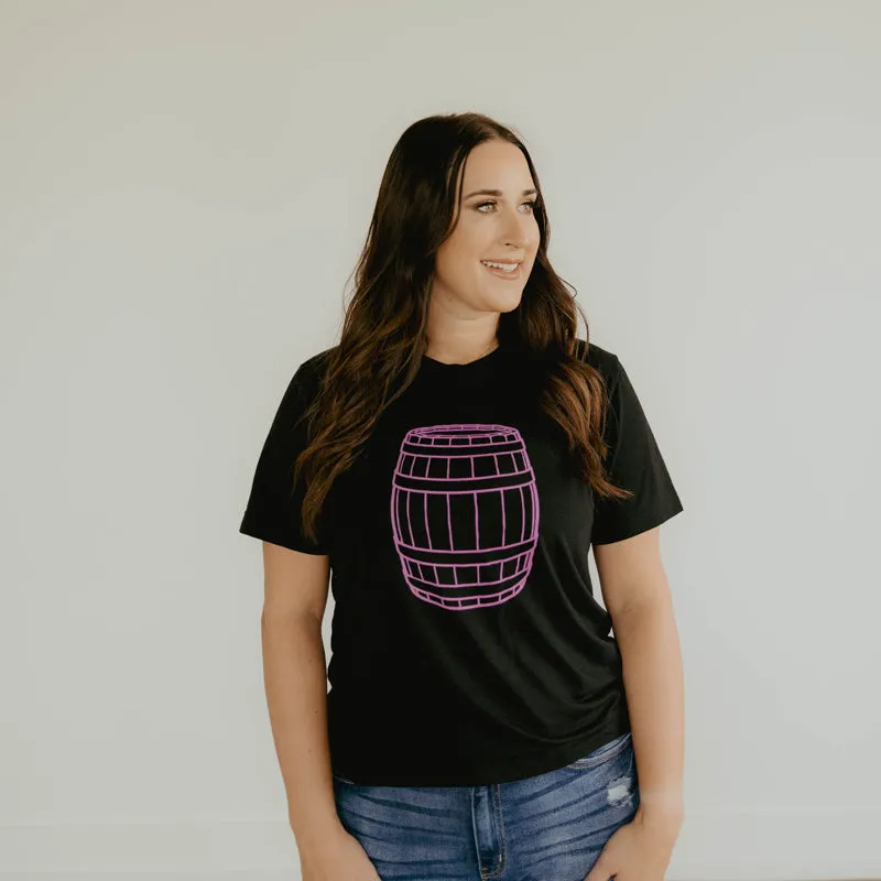 Pink Barrel Short Sleeve Unisex T-Shirt in Black