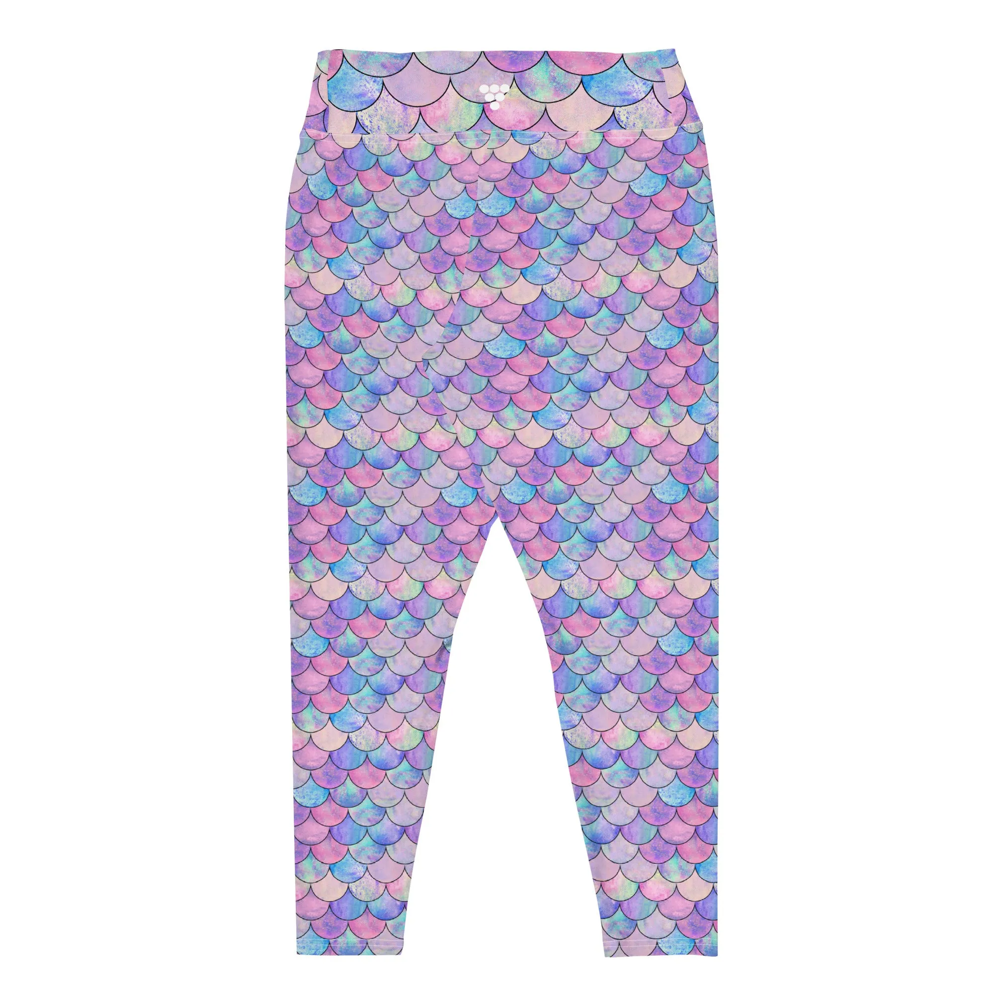 Plus Size Pastel Mermaid Scales Swim SUP Paddleboard Leggings 2XL-6XL