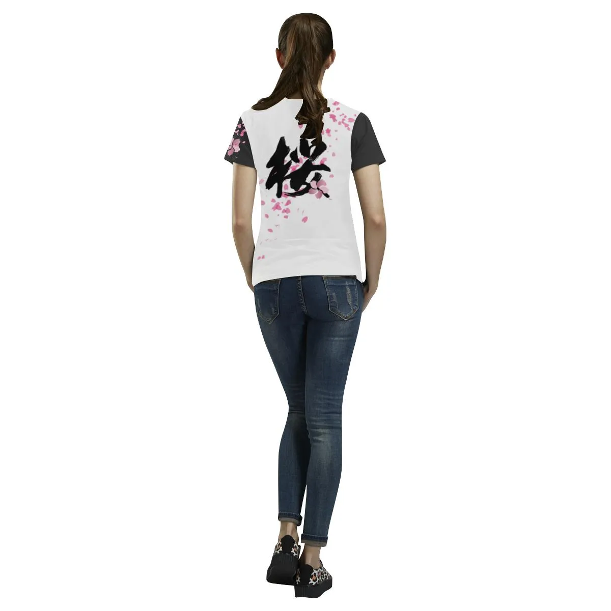 "Sakura" Kanji All Over Print T-Shirt - Womens