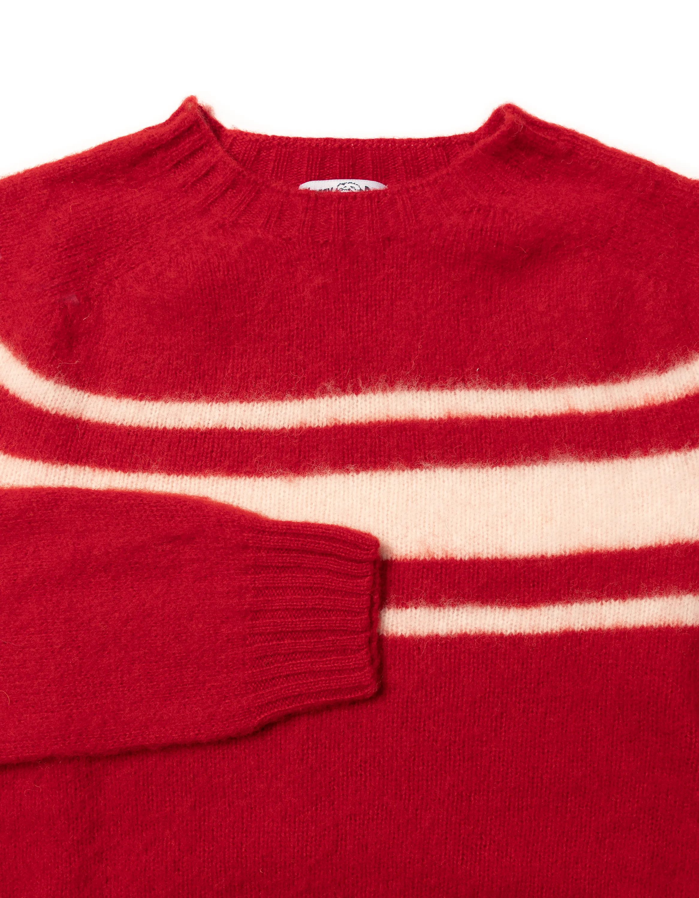 Red Shaggy Dog Sweater with Chest Stripe - Slim Fit