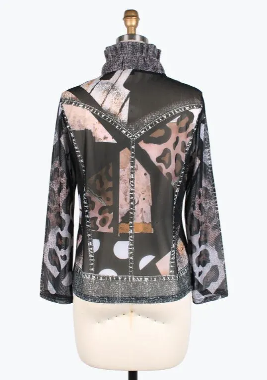 Sheer Black Denim & Leopard Jacket & Tee