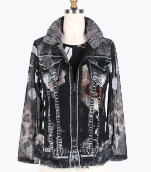 Sheer Black Denim & Leopard Jacket & Tee