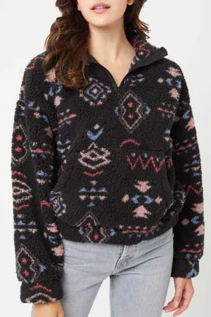 Sherpa Half Zip Pullover Black