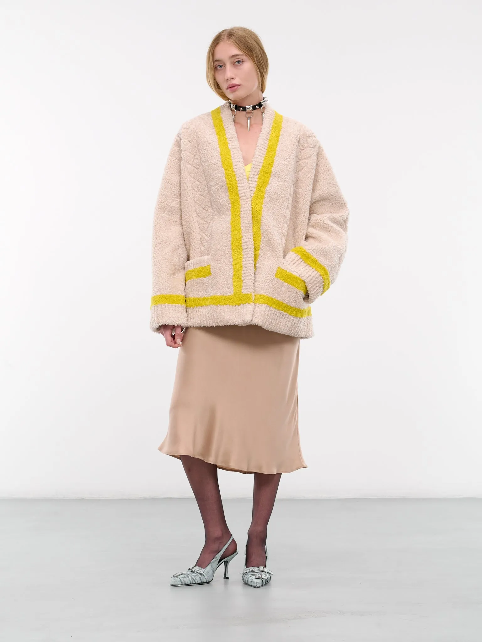 Silk Fluted Midi Skirt (A44-4G040A-N0820-CAMEL-BEIGE))