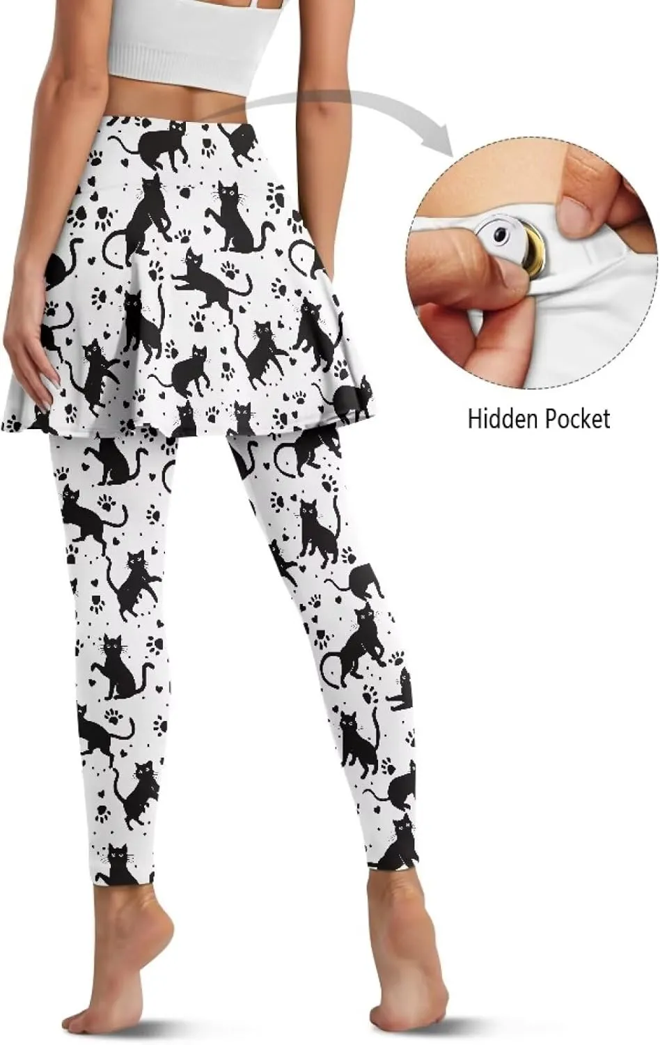 Skirted Leggings for Women High Waisted Tummy Control Skirted Tights Stretchy Breathable Tennis Pickleball Outfits