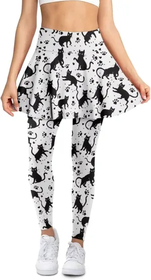 Skirted Leggings for Women High Waisted Tummy Control Skirted Tights Stretchy Breathable Tennis Pickleball Outfits
