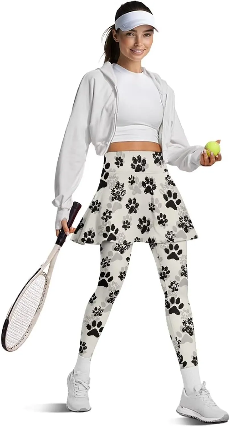 Skirted Leggings for Women High Waisted Tummy Control Skirted Tights Stretchy Breathable Tennis Pickleball Outfits