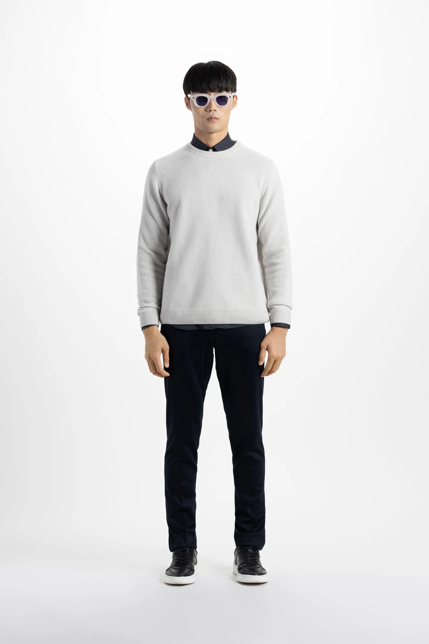 Soft Cloth Crewneck Sweater in Merino Jersey - Vapour