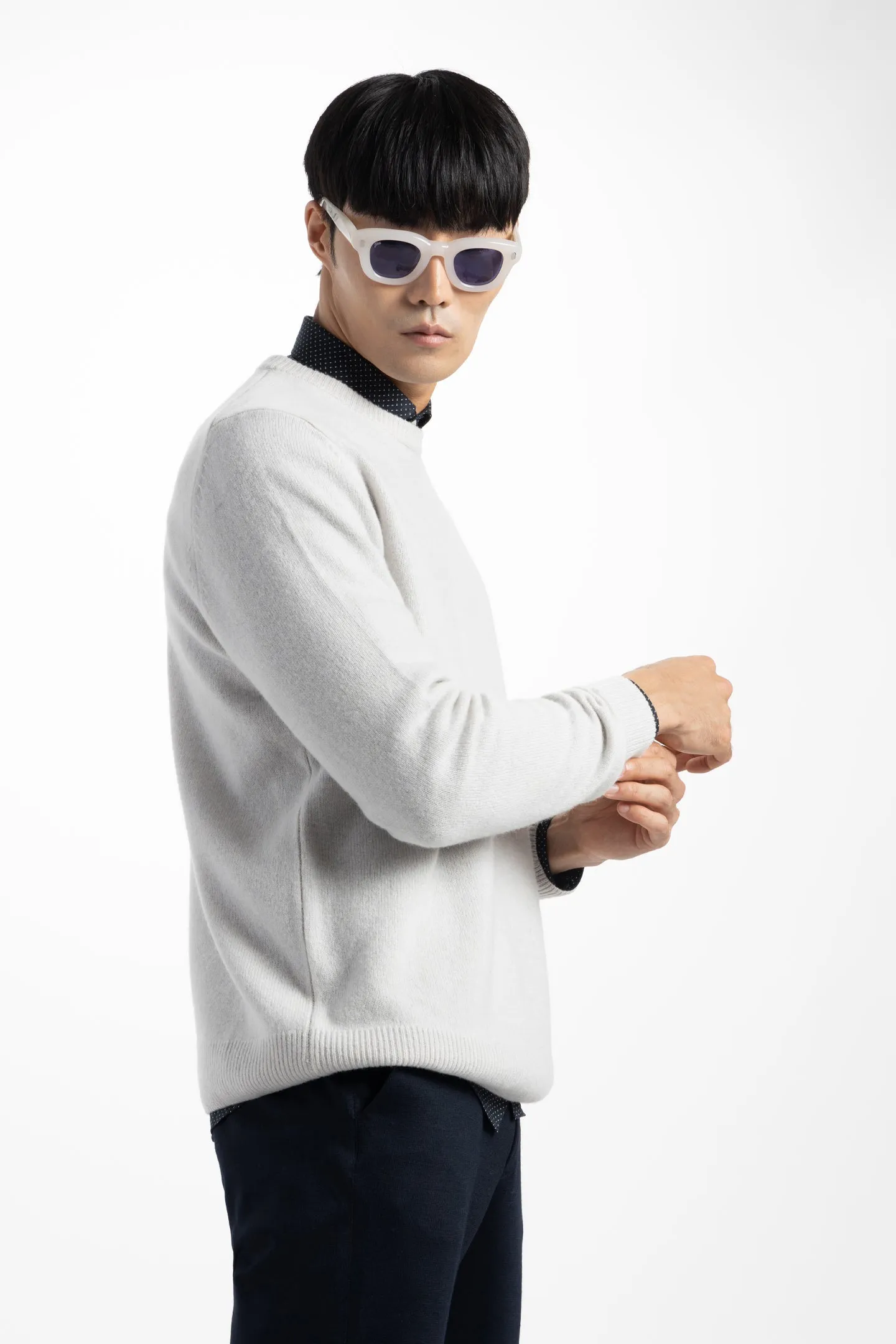 Soft Cloth Crewneck Sweater in Merino Jersey - Vapour