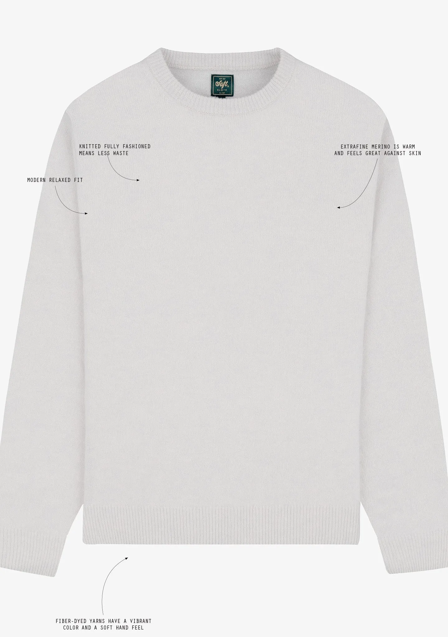 Soft Cloth Crewneck Sweater in Merino Jersey - Vapour