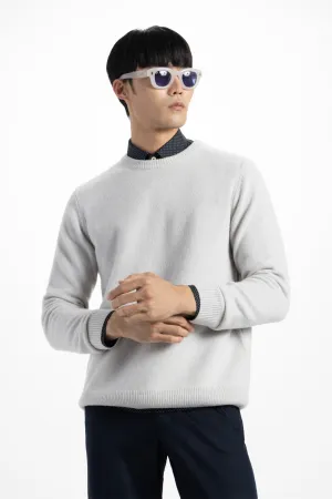 Soft Cloth Crewneck Sweater in Merino Jersey - Vapour