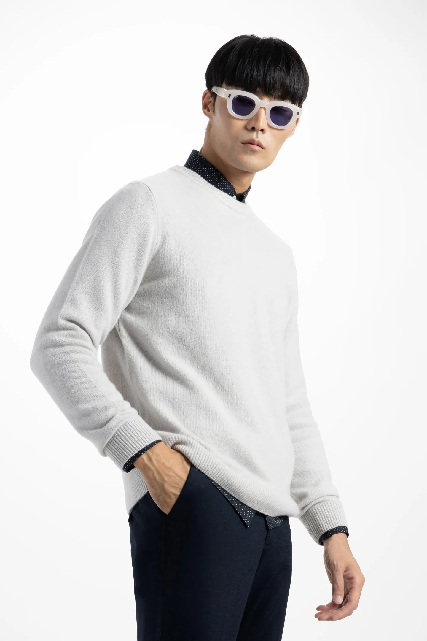 Soft Cloth Crewneck Sweater in Merino Jersey - Vapour