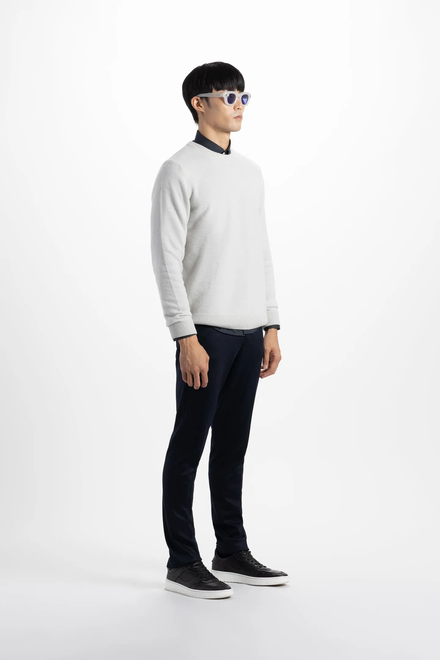 Soft Cloth Crewneck Sweater in Merino Jersey - Vapour