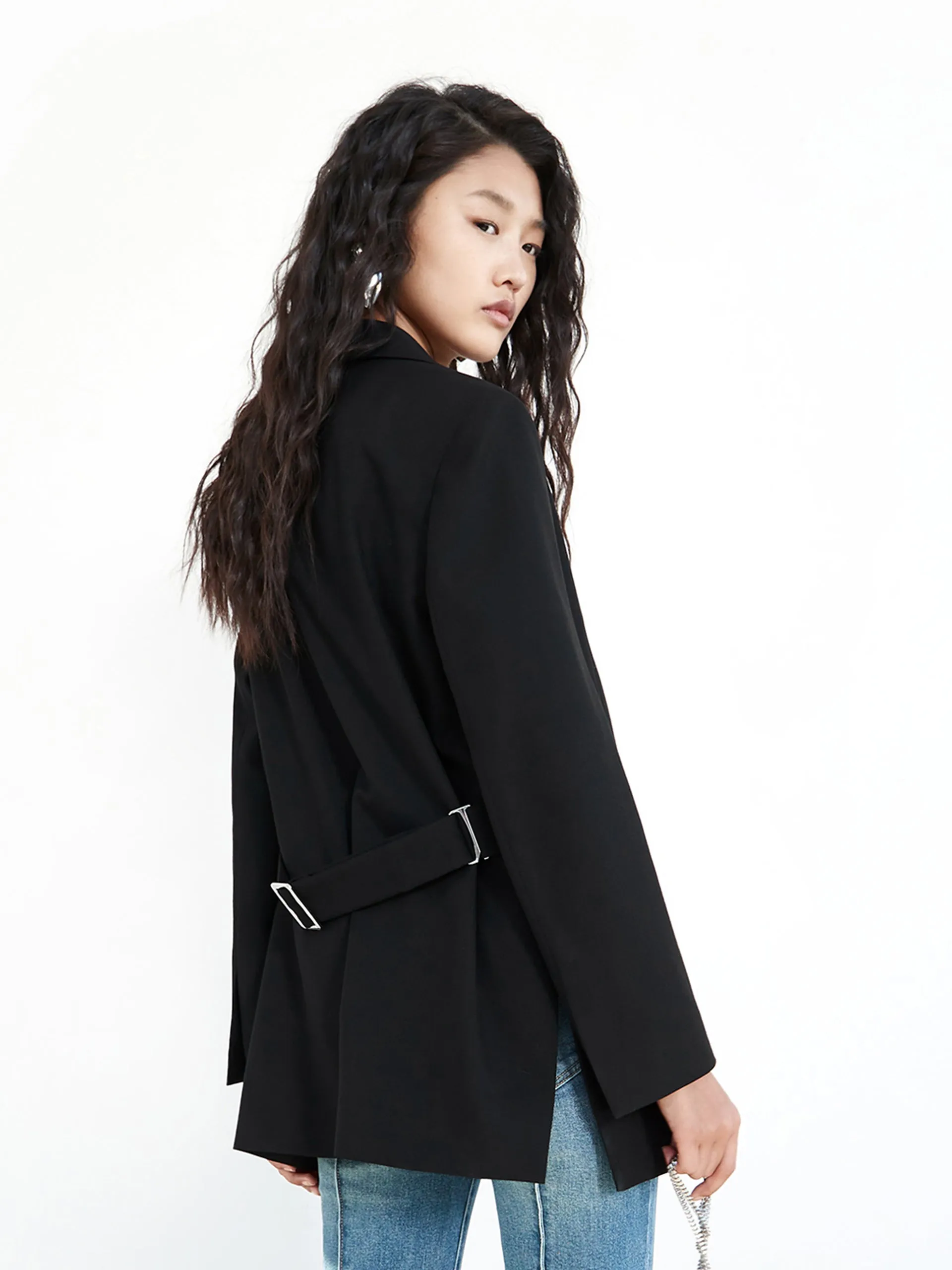 Solid Single Button Blazer